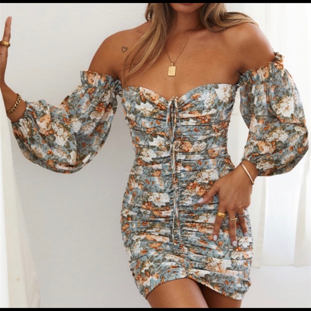 Floral Ruched Mini Dress